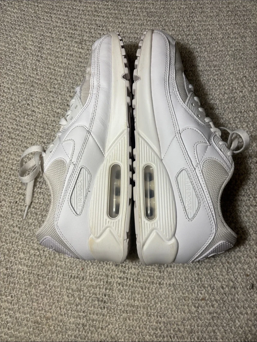 Nike Air Max 90 Triple White Mesh Leather Sneakers - Men's Size 10 CN8490-100